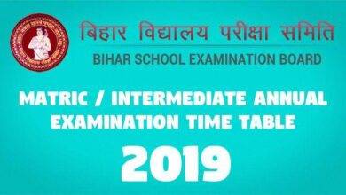 Matric Intermediate Annual Examination 2019 Time Table -