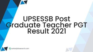 UPSESSB Post Graduate Teacher PGT Result 2021