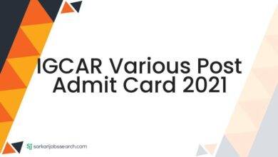 IGCAR Various Post Admit Card 2021