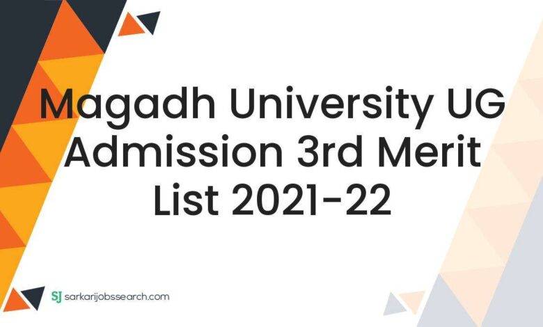 Magadh University UG Admission 3rd Merit List 2021-22