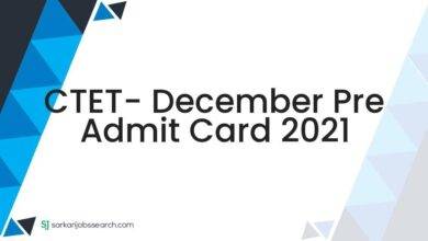 CTET- December Pre Admit Card 2021