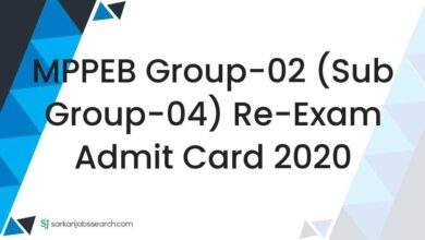 MPPEB Group-02 (Sub Group-04) Re-Exam Admit Card 2020