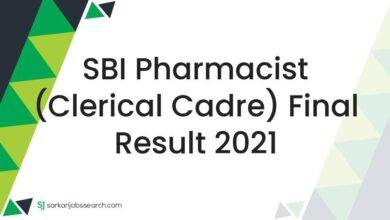 SBI Pharmacist (Clerical Cadre) Final Result 2021