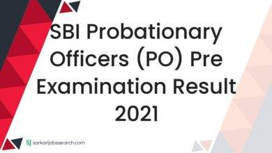 SBI Probationary Officers (PO) Pre Examination Result 2021