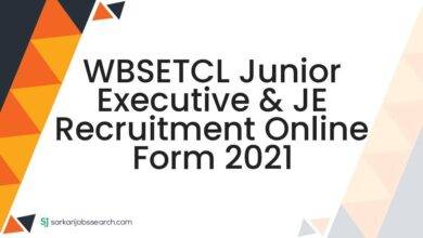 WBSETCL Junior Executive & JE Recruitment Online Form 2021