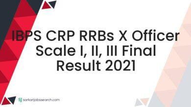 IBPS CRP RRBs X Officer Scale I, II, III Final Result 2021