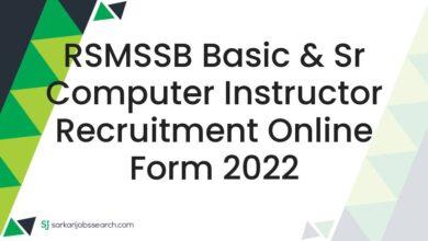 RSMSSB Basic & Sr Computer Instructor Recruitment Online Form 2022