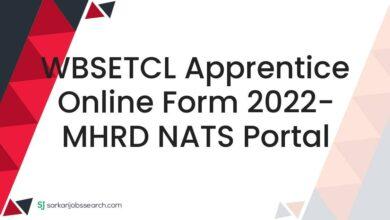 WBSETCL Apprentice Online Form 2022- MHRD NATS Portal