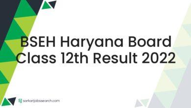 BSEH Haryana Board Class 12th Result 2022