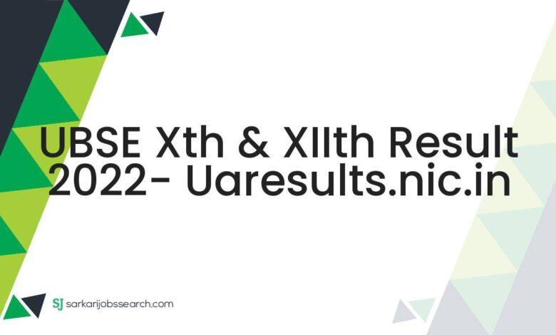 UBSE Xth & XIIth Result 2022- uaresults.nic.in
