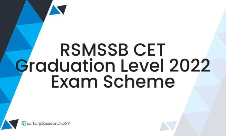RSMSSB CET Graduation Level 2022 Exam Scheme