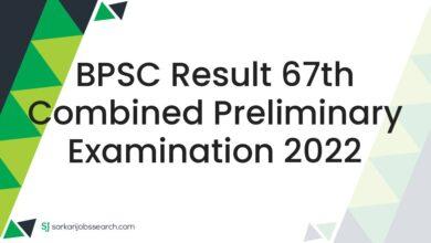 BPSC Result 67th Combined Preliminary Examination 2022
