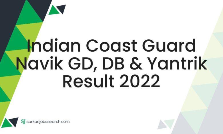 Indian Coast Guard Navik GD, DB & Yantrik Result 2022
