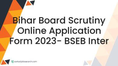 Bihar Board Scrutiny Online Application Form 2023- BSEB Inter