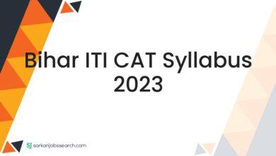 Bihar ITI  CAT Syllabus 2023