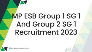 MP ESB Group 1 SG 1 and Group 2 SG 1 Recruitment 2023
