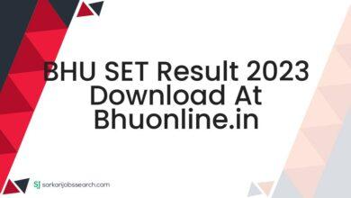 BHU SET Result 2023 Download At bhuonline.in