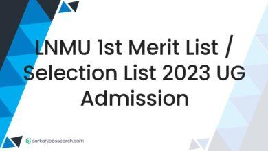 LNMU 1st Merit List / Selection List 2023 UG Admission
