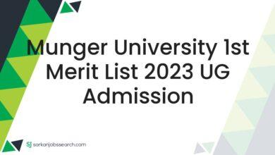 Munger University 1st Merit List 2023 UG Admission