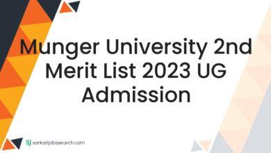 Munger University 2nd Merit List 2023 UG Admission