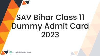 SAV Bihar Class 11 Dummy Admit Card 2023