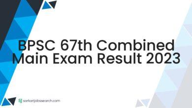BPSC 67th Combined Main Exam Result 2023