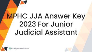 MPHC JJA Answer Key 2023 For Junior Judicial Assistant