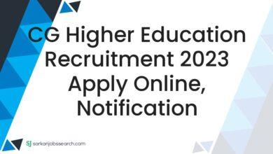 CG Higher Education Recruitment 2023 Apply Online, Notification