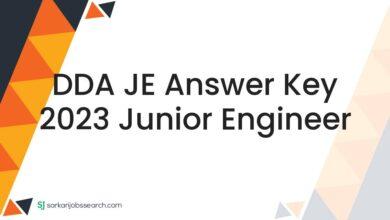DDA JE Answer Key 2023 Junior Engineer