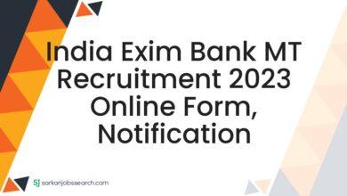 India Exim Bank MT Recruitment 2023 Online Form, Notification