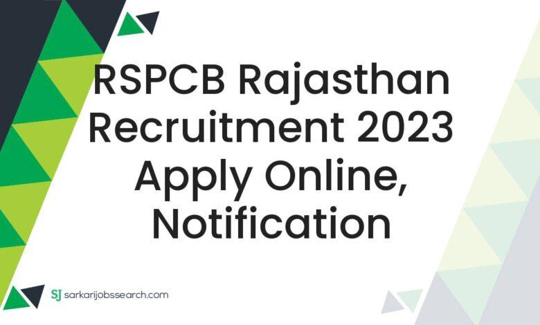 RSPCB Rajasthan Recruitment 2023 Apply Online, Notification