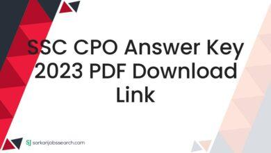 SSC CPO Answer Key 2023 PDF Download Link
