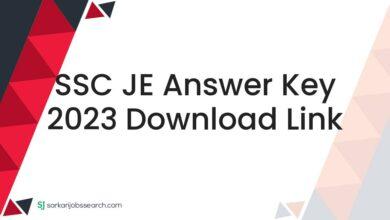 SSC JE Answer Key 2023 Download Link
