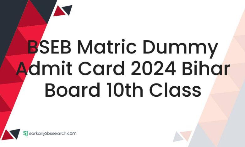 BSEB Matric Dummy Admit Card 2024 Bihar Board 10th Class