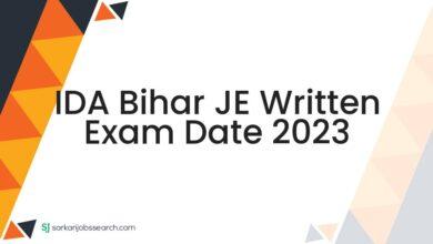 IDA Bihar JE Written Exam Date 2023