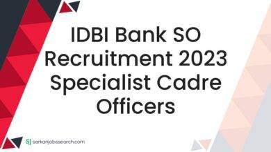 IDBI Bank SO Recruitment 2023 Specialist Cadre Officers