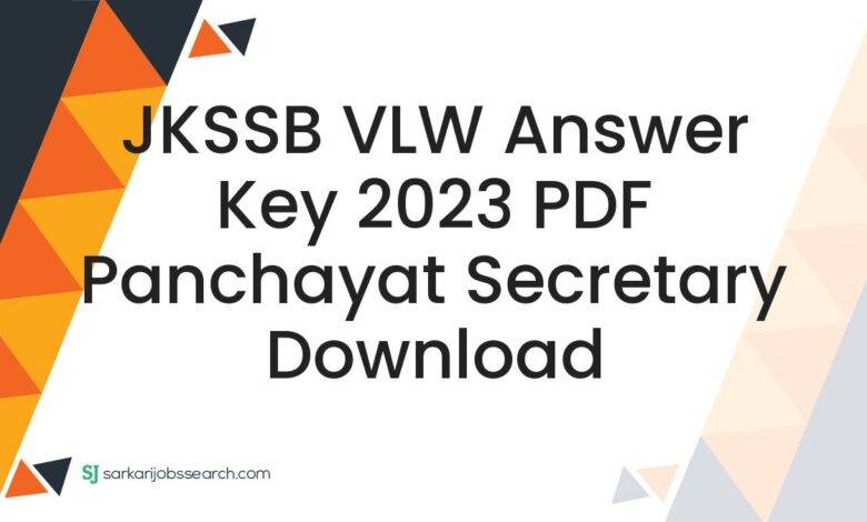 JKSSB VLW Answer Key 2023 PDF Panchayat Secretary Download