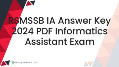 RSMSSB IA Answer Key 2024 PDF Informatics Assistant Exam