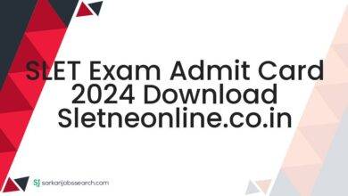 SLET Exam Admit Card 2024 Download sletneonline.co.in