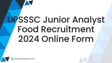 UPSSSC Junior Analyst Food Recruitment 2024 Online Form