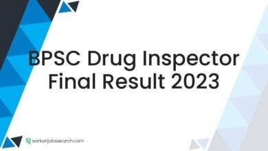 BPSC Drug Inspector Final Result 2023