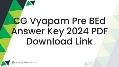 CG Vyapam Pre BEd Answer Key 2024 PDF Download Link