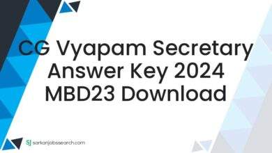 CG Vyapam Secretary Answer Key 2024 MBD23 Download