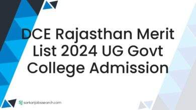 DCE Rajasthan Merit List 2024 UG Govt College Admission