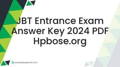 JBT Entrance Exam Answer Key 2024 PDF hpbose.org