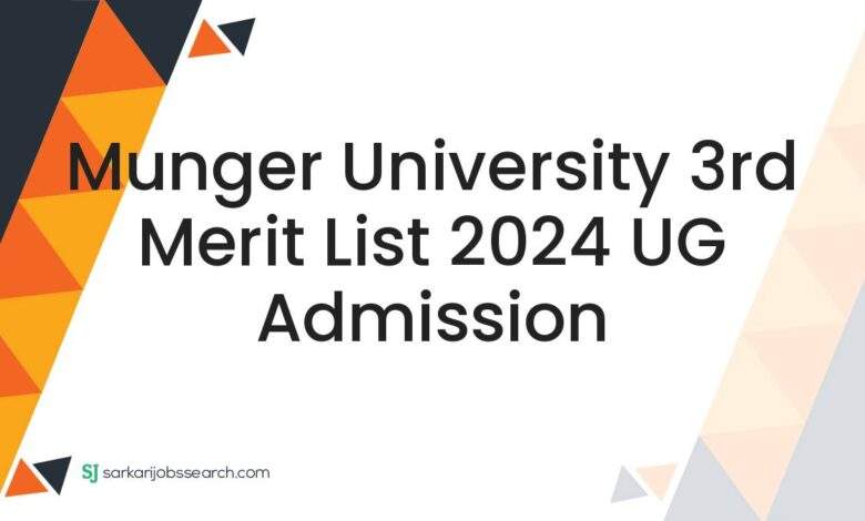 Munger University 3rd Merit List 2024 UG Admission