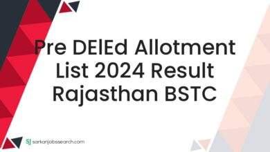 Pre DElEd Allotment List 2024 Result Rajasthan BSTC