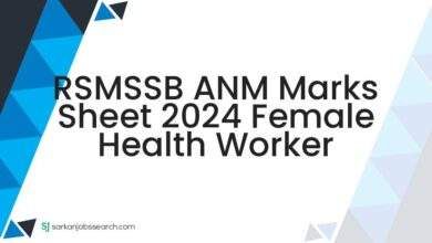 RSMSSB ANM Marks Sheet 2024 Female Health Worker