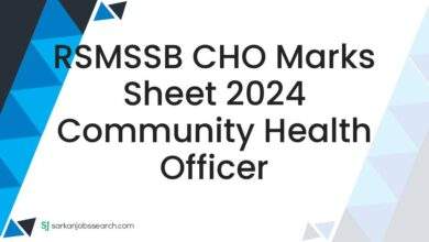 RSMSSB CHO Marks Sheet 2024 Community Health Officer