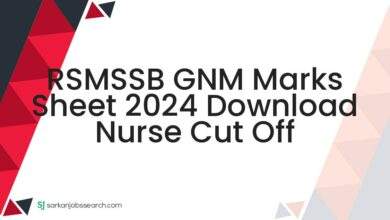 RSMSSB GNM Marks Sheet 2024 Download Nurse Cut Off